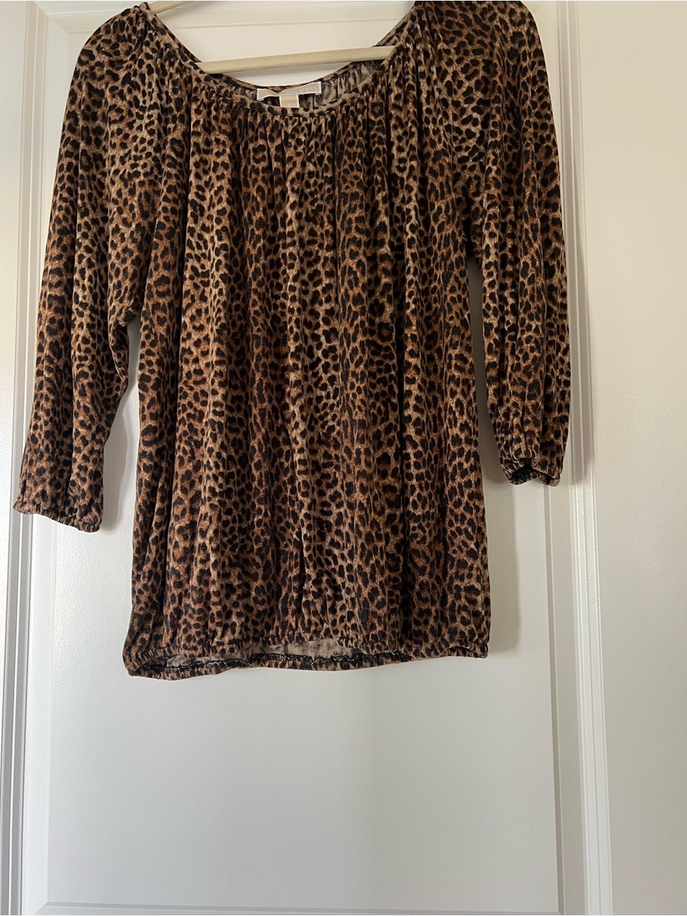 Michael Kors Leopard Print Peasant Type Top